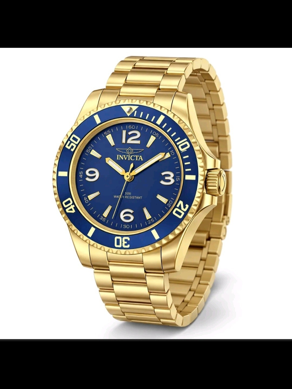 Invicta Gold and Blue Diver-Style Watch